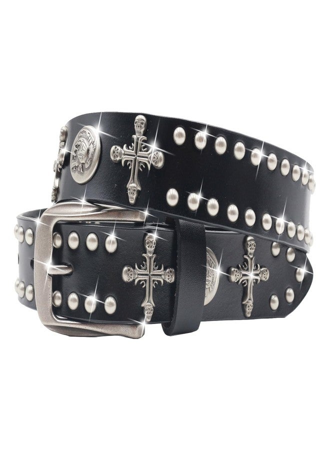 EVERBLTING Skull Studded Belt Y2k Skull Belts Genuine Leather studded belts Emo Belt Y2k Punk Skull Belts y2k 115 - Image 1